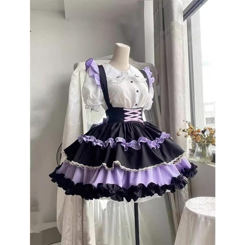 ロリータ サスペンダースカート ティアードスカート リボン Aライン Lolita ゆめかわ フリル_12