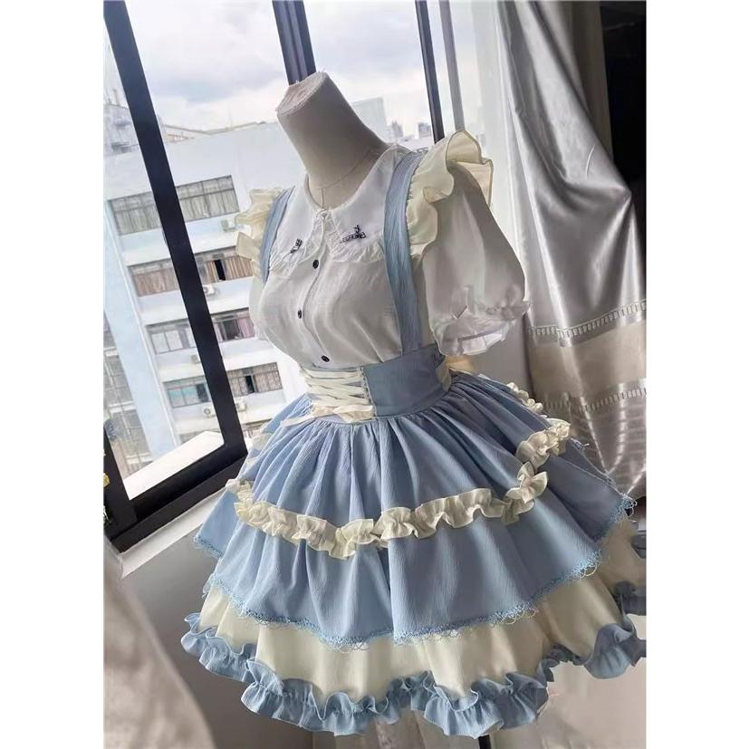 ロリータ サスペンダースカート ティアードスカート リボン Aライン Lolita ゆめかわ フリル_7