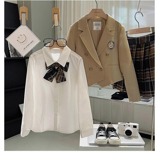 もーみん 尚基製造] 赤色ブレザー プリーツスカート ジャケット 長袖 シャツ