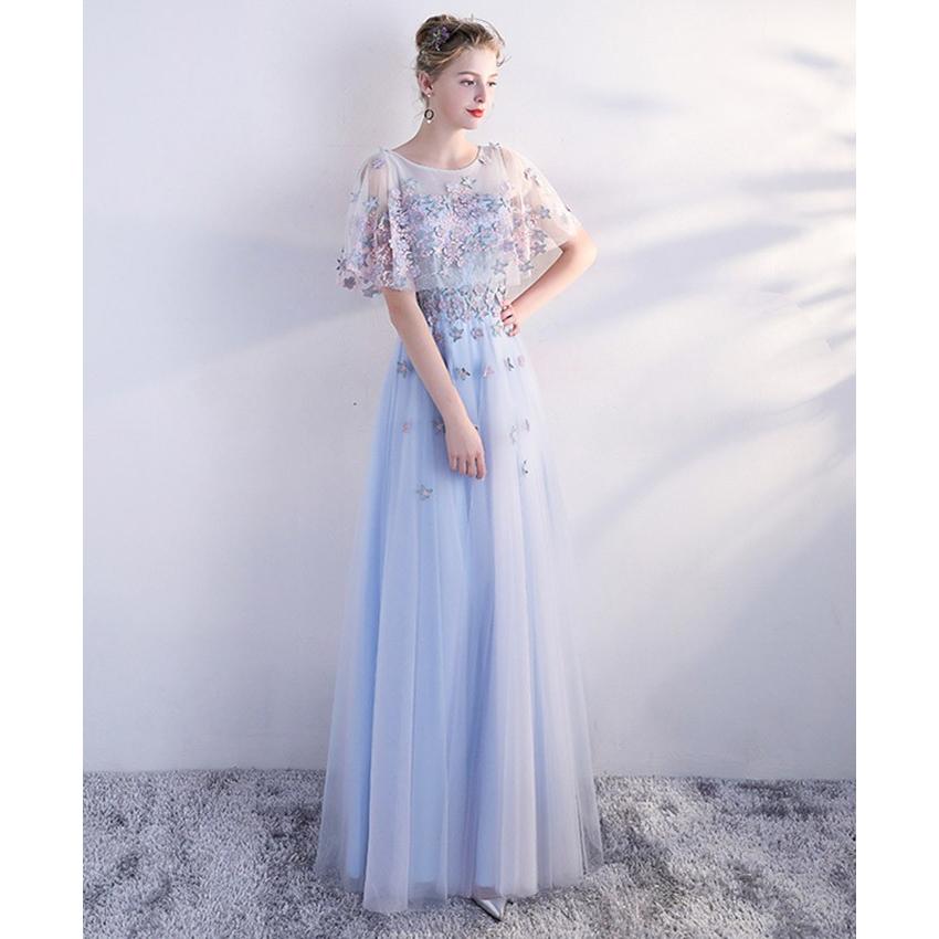 ドレス　結婚式　パーティ　Mサイズ　アクアブルー ドレスプラス DRESS+ パーティードレス ワンピース フォーマル