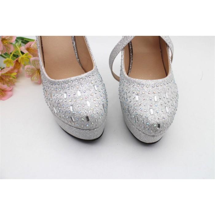 ブライダルシューズ パンプス ハイヒール シルバー スリッポン