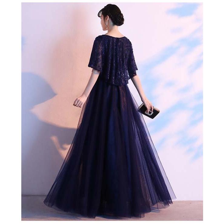 パーティードレス レディース 袖あり ロング丈 カクテルドレス 結婚式