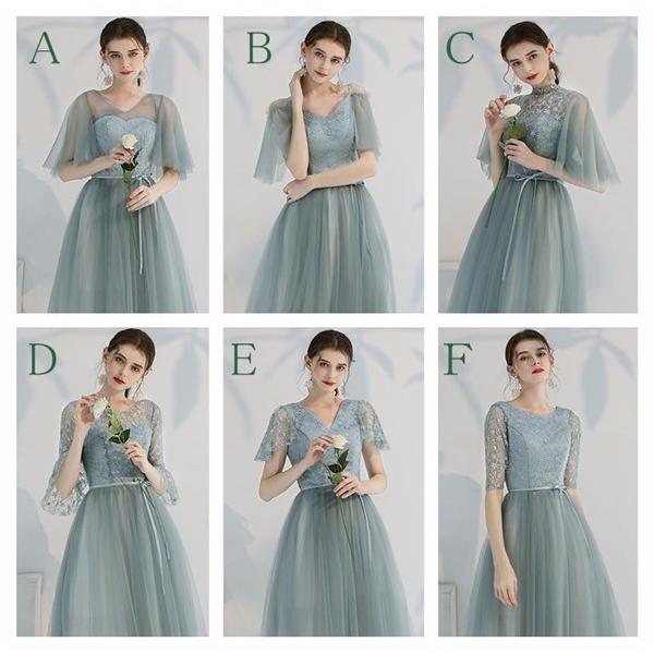 パーティードレス レディース レースドレス 緑 ブルー ミモレドレス 青