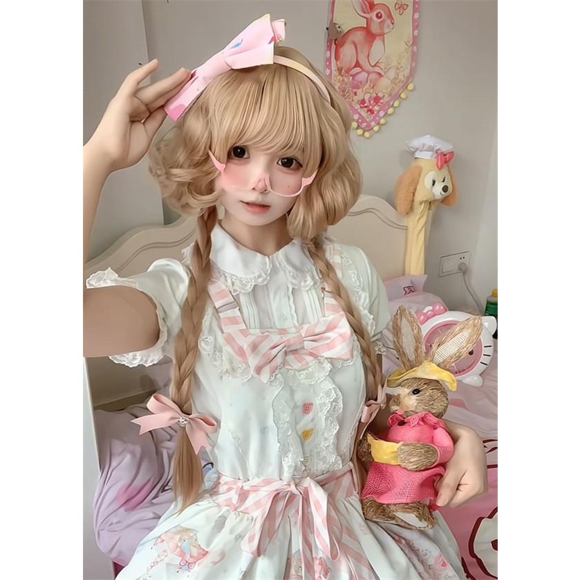 ウィッグ レディース ロング カール ロリータ ドール風 三つ編み