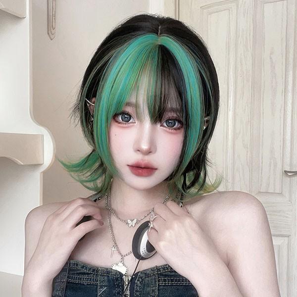 ウィッグ メッシュ レディース フルウィッグ ミディアム ストレート