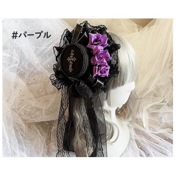 ヘッドドレス ハット ロリィタ バラ 礼装帽子 ミニハット トーク帽