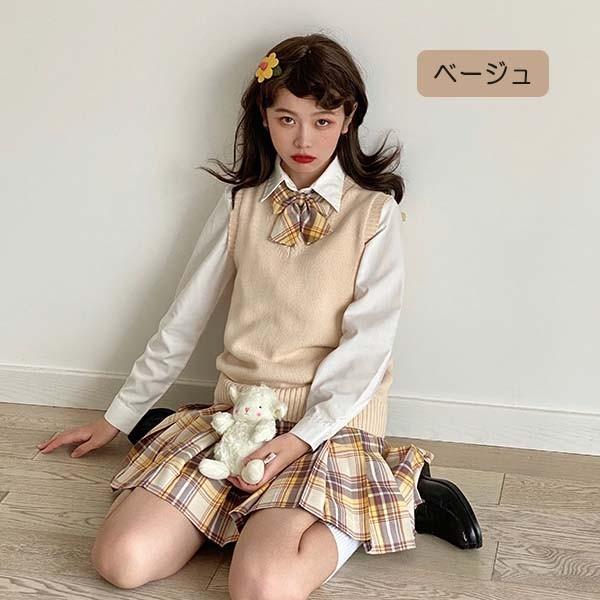 岡山学芸館　制服　ベージュ Vネック ニットベスト 中古】岡山県 岡山学芸館高等学校 女子制服 1点 (ニットベスト