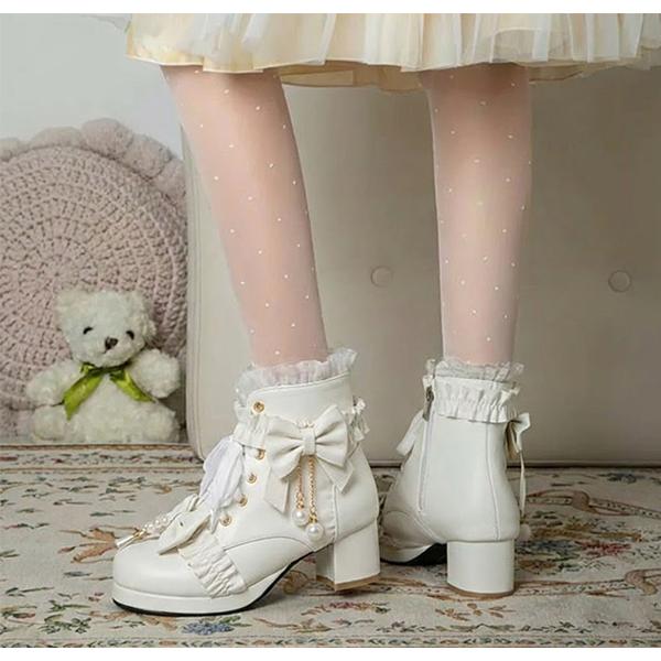 ロリータ ブーツ 厚底 甘ロリ ロリィタブーツ ゴスロリ 低いヒール