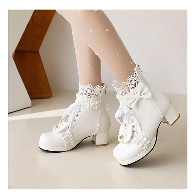 ロリータ靴 シューズ ブーツ 厚底 レース 甘ロリ ロリィタブーツ ロリータ靴 シューズ ブーツ 厚底 レース 甘ロリ ロリィタブーツ