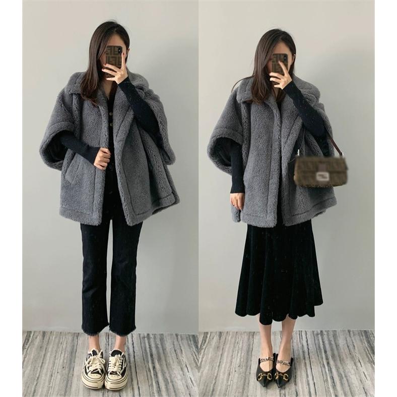 テディベアポンチョコート ポンチョ コート ウール レディース