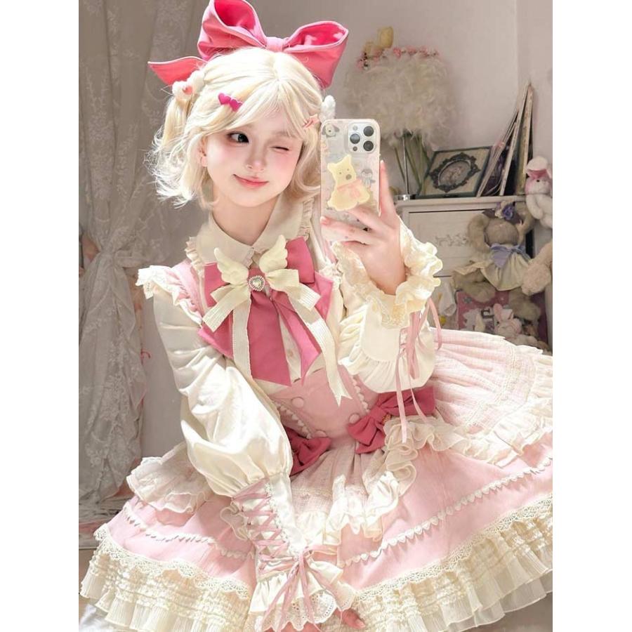 ロリータ ジャンパースカート トップス アイドル服 ティアードスカート 