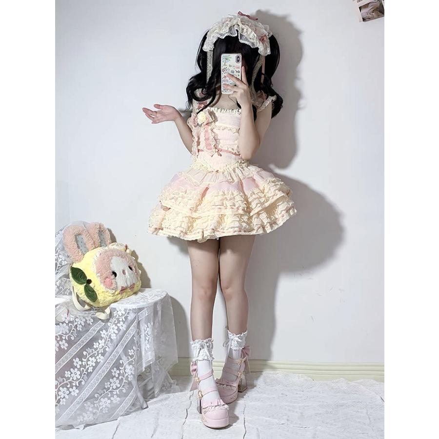 ロリータ パンプス 厚底 クリアヒール メリージェーン リボン レース