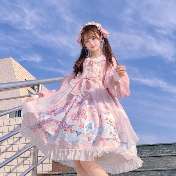 ロリータワンピース 甘ロリ レディース 長袖 ゴスロリ 姫系 フリル