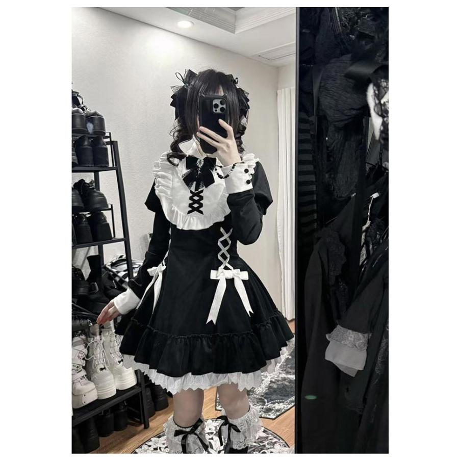 00s 希少 EmilyTemplecute リボン柄 ワンピース ロリータ 黒 地雷系 ワンピース セットアップ 量産型 ロリータ 半袖 レディース