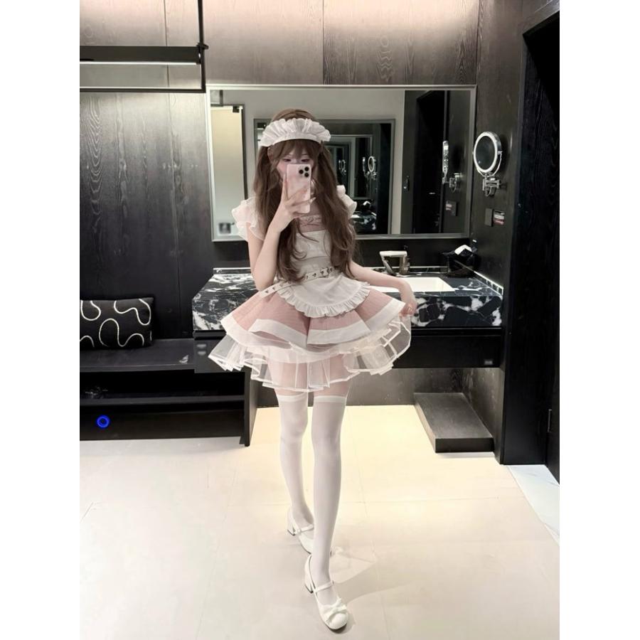 量産型 メイド服 ワンピース ストライプ柄 地雷系 ロリータ