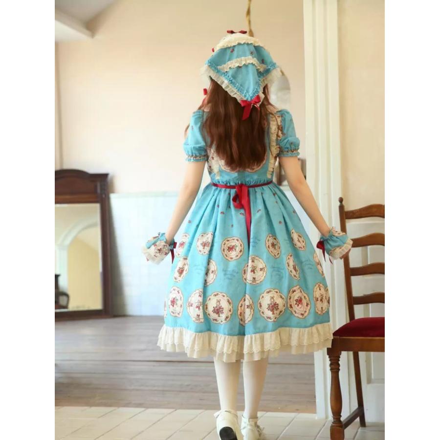 ロリータ ワンピース レディース クラロリ 半袖 Aライン ミモレ丈