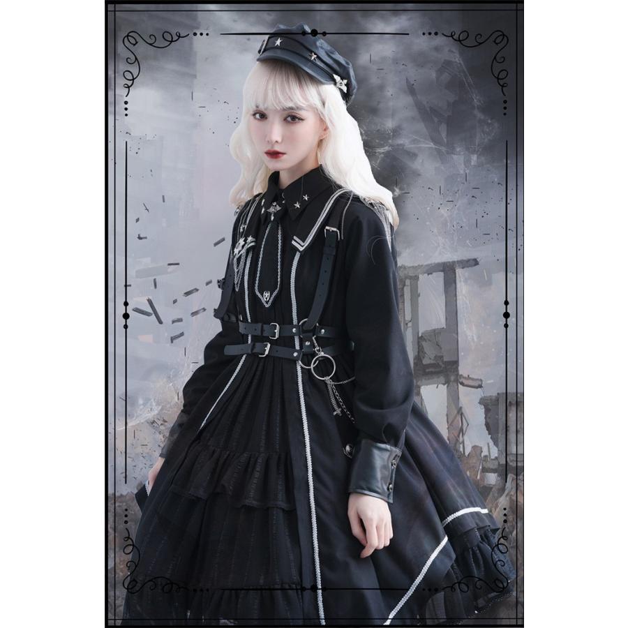 ゴスロリ ワンピース 軍服 ロリータ レディース ミリタリー 半袖