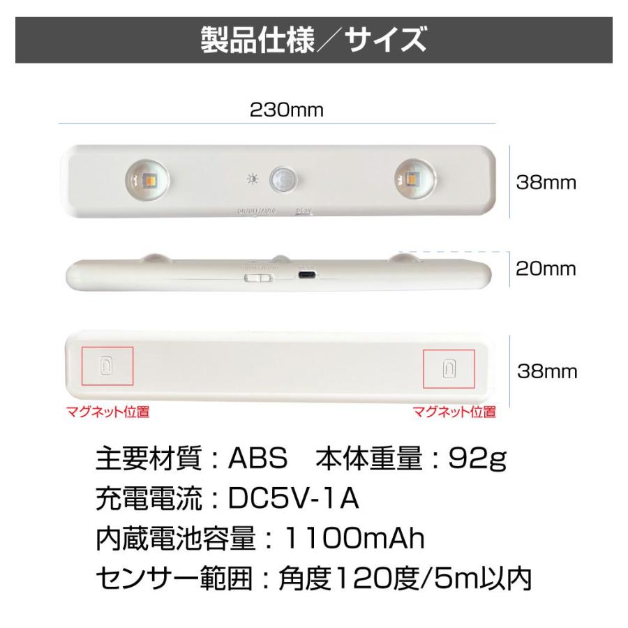 キャンピングカー USB充電 センサー式 LEDキャビネットランプ AWD