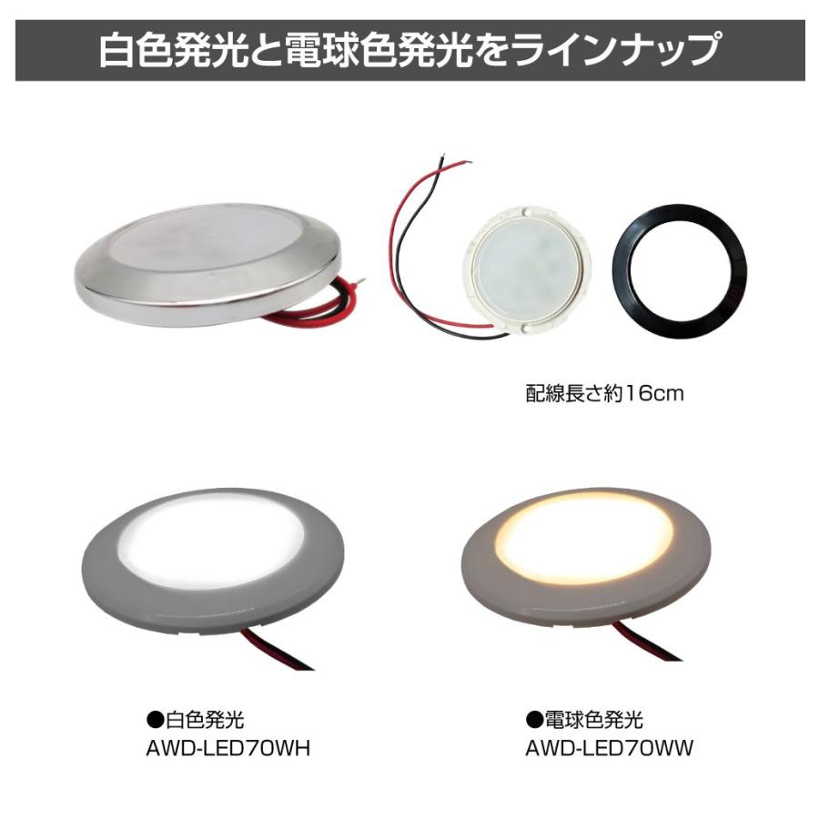 キャンピングカー 直径70mm LEDダウンライト 全3ボディカラー4個セット