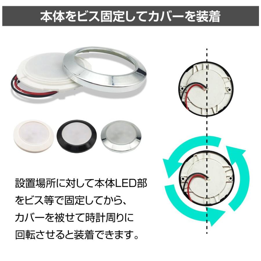 キャンピングカー 直径70mm LEDダウンライト 全3ボディカラー 電球色