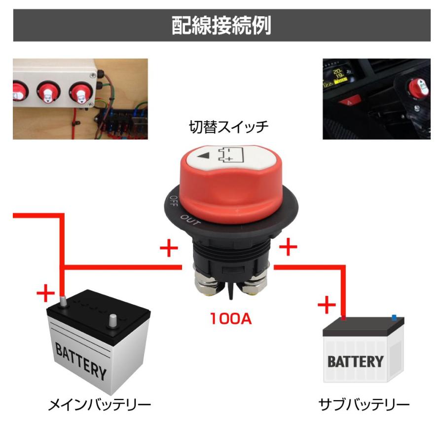 キャンピングカー パーツ バッテリー切替スイッチ 100Aタイプ DC12V