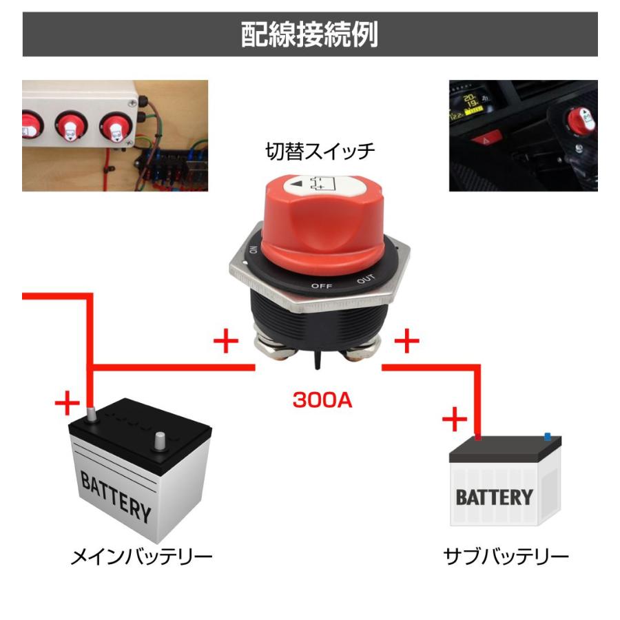 キャンピングカー パーツ バッテリー切替スイッチ 300Aタイプ DC12V