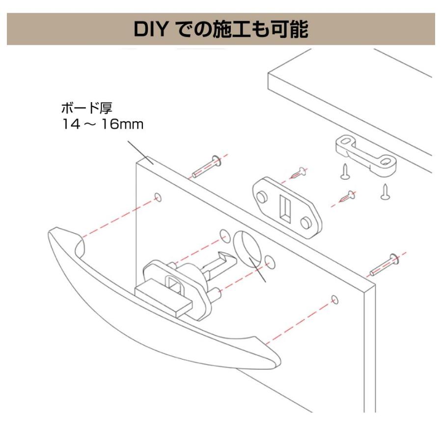 キャンピングカー パーツ 14〜16mm板厚用 裏ロック解除式ノブ（165mm