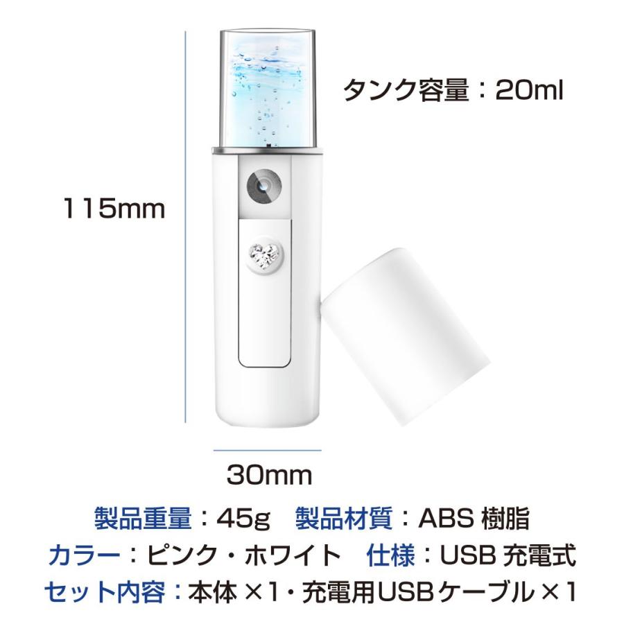 ハンディミスト ナノイオン 容量20ml 充電式 全2色 CE-HDMPW 加湿器