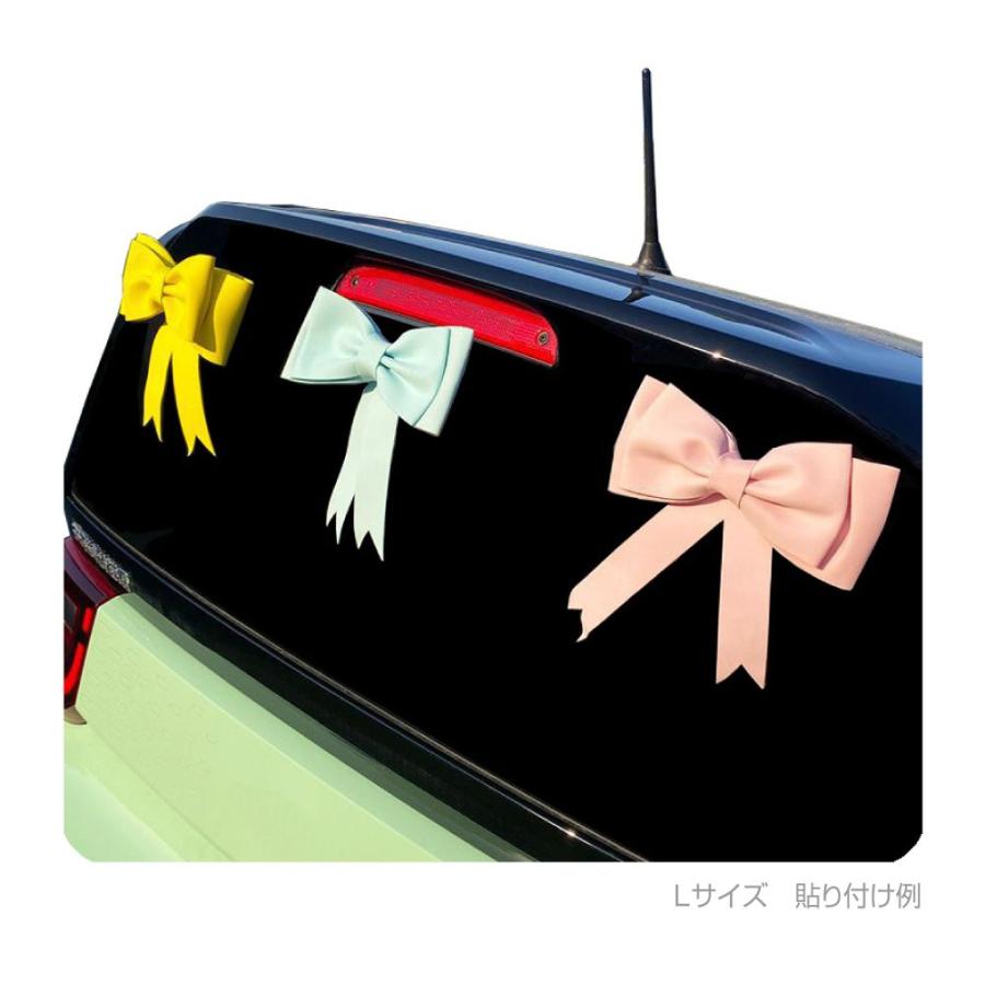 車 飾り カーデコレーション カーアクセサリー リボン Lサイズ PVC製 