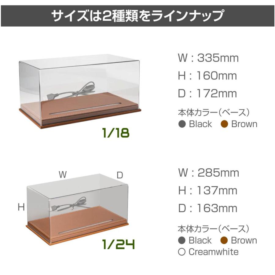 1/24　ミニカー　プラモデル　LED照明付　ショーケース　オーダー製作 アクリル ディスプレイ ボックス 4段 ブラック LED
