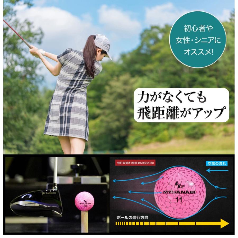 ゴルフボール ゴルフ ボール 飛距離 MYHANABI H2 マイハナビ 飛距離伸