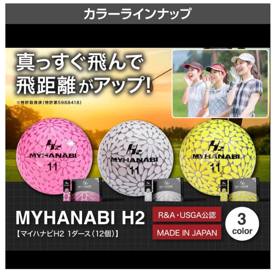 ゴルフボール ゴルフ ボール 飛距離 MYHANABI H2 マイハナビ 飛距離伸