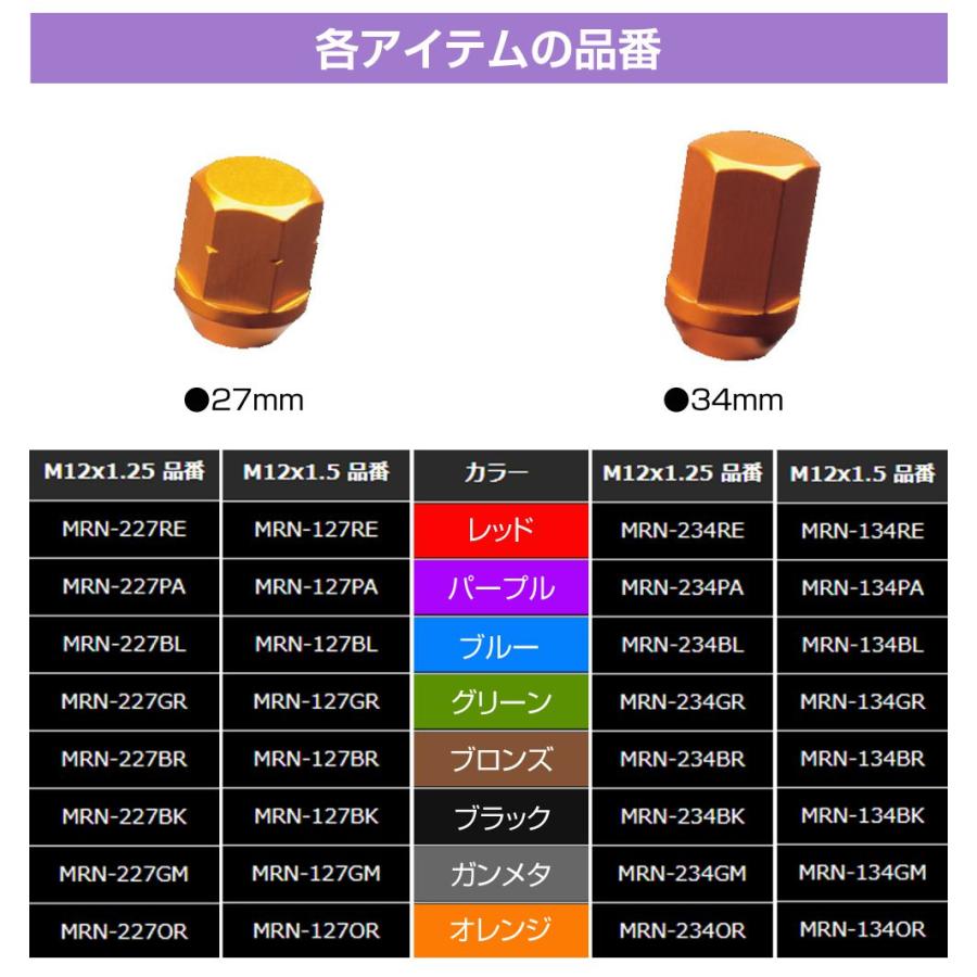 ホイールナット ロックナット 軽量 アルミ カラーロックナットセット