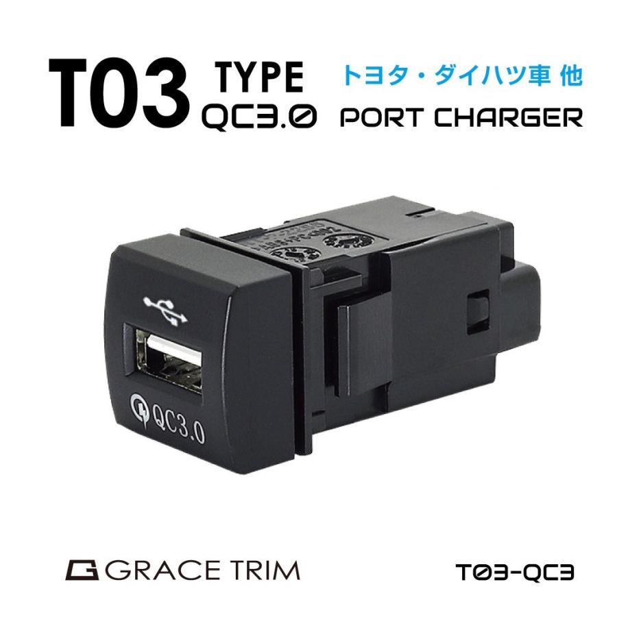 ポート QC3.0 USB 車 パネル ポート増設 純正風 トヨタ車系 T03タイプ スイッチホール増設用 QC3.0シングルポート PO-T03-QC3 メール便(ネコポス)送料無料