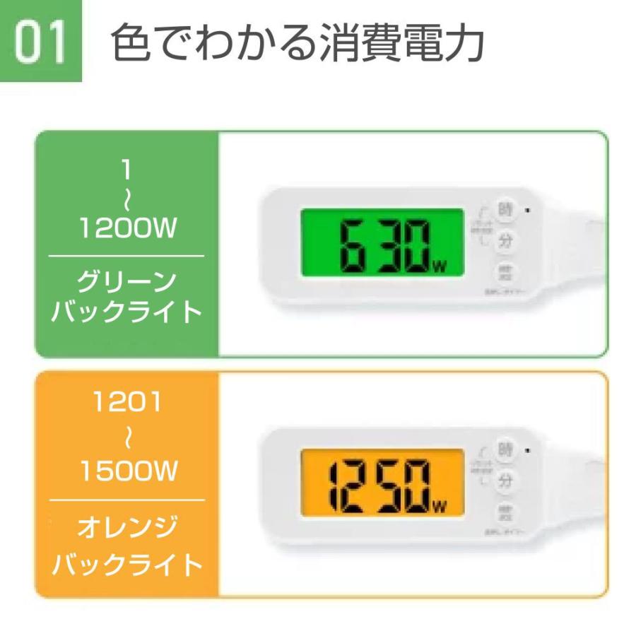 GDT ワットメーター付ON/OFFコンセントタイマー ホワイト POR-02WT