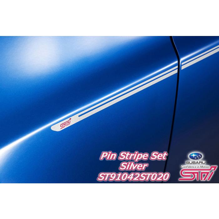 sti ステッカー ピンストライプ ブランド スバル エンブレム シール デカール アクセサリー STI ピンストライプセット シルバー ST91042ST020 送料無料