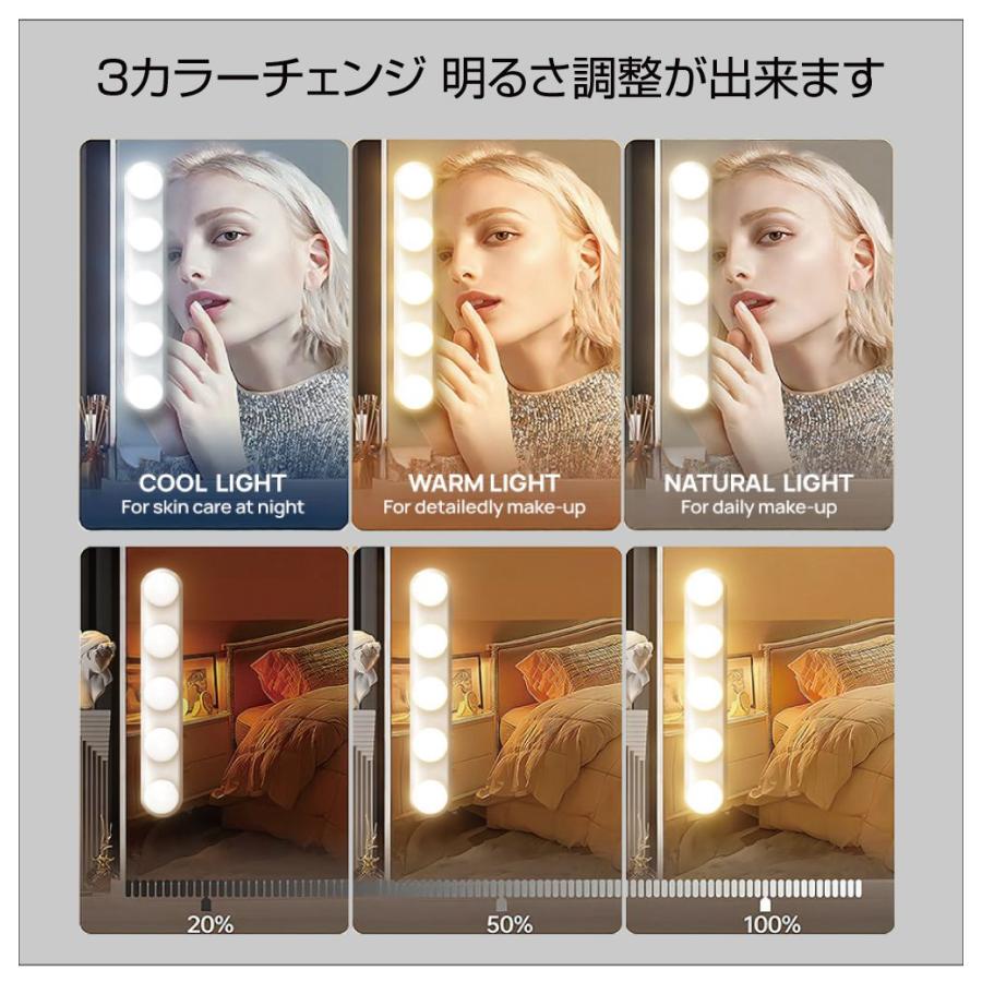ライト付き化粧鏡 12個のライト　女優ミラー 女優ミラー 卓上 ライト 化粧台 鏡 LED 女優ミラーライト 5連 VM-500S
