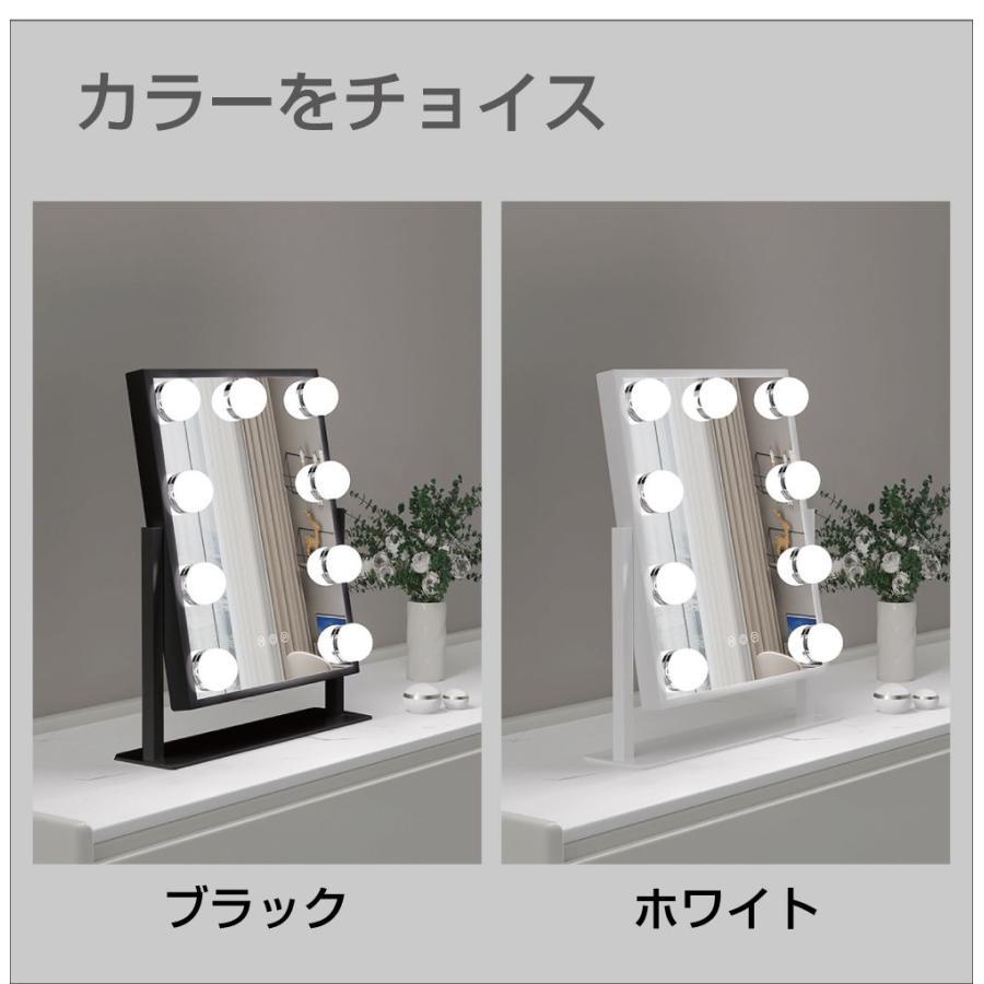 女優ミラー ドレッサー ライト付き 卓上 LED ライト 丸 9LED 10X拡大鏡