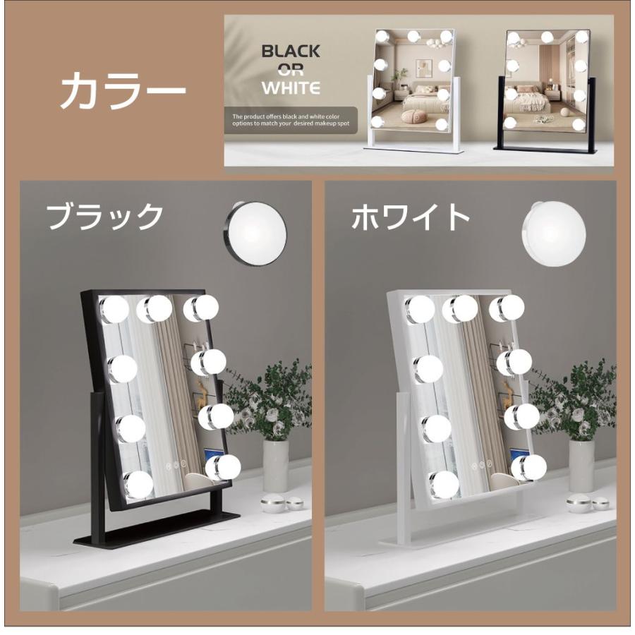 女優ミラー ドレッサー ライト付き 卓上 LED ライト 丸 9LED 10X拡大鏡