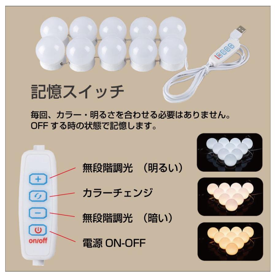 女優ミラー 卓上 ライト 化粧台 鏡 LED 女優ミラーライト DIYタイプ 10