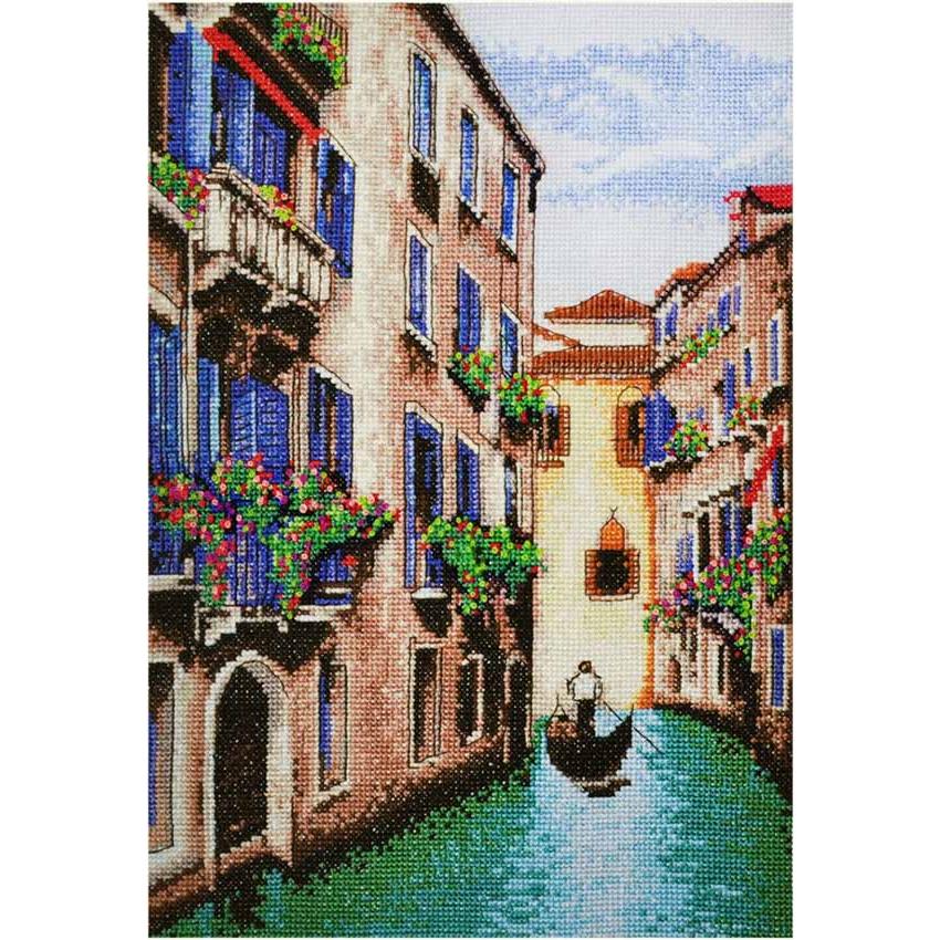 ベネチア　運河　街並み　刺繍アート　飾り物　織物　3点セット ベネチア 運河 街並み 刺繍アート 飾り物 織物 3点セット