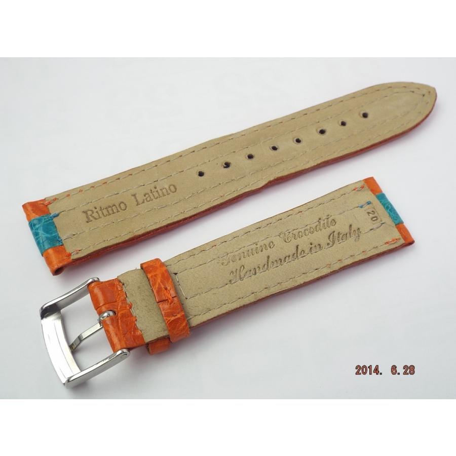 リトモラティーノ 腕時計純正替えベルト 20mm幅 バイカラー（オレンジ/水色）、革 |  | 01