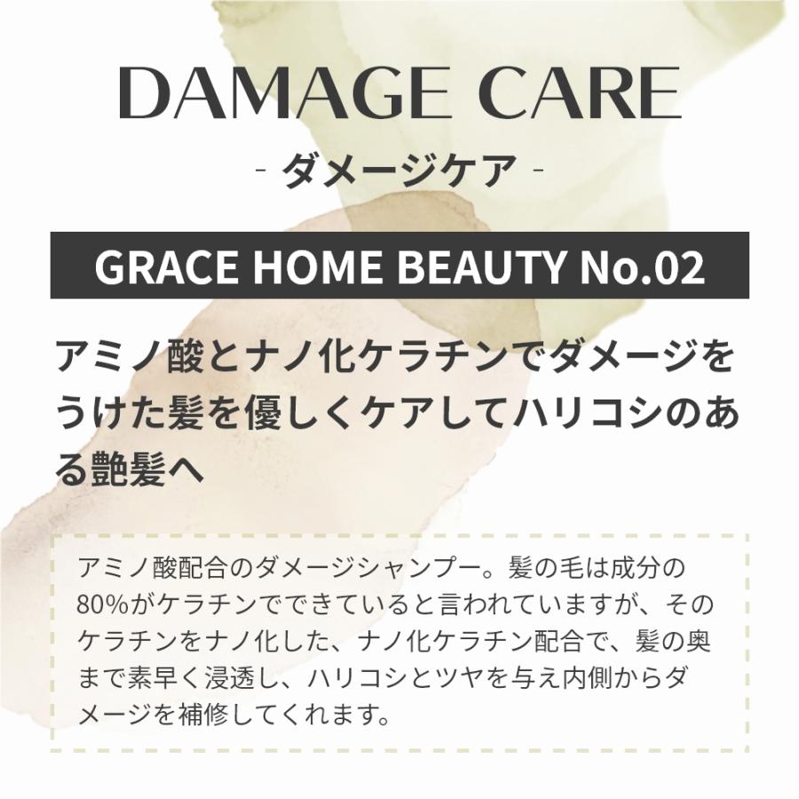 サロン専売 ダメージケア シャンプー 300ml [GRACE HOME BEAUTY No.02] コラーゲン アミノ酸 ナノ化ケラチン 配合 高保湿 サロン品質｜graceyecshop｜02