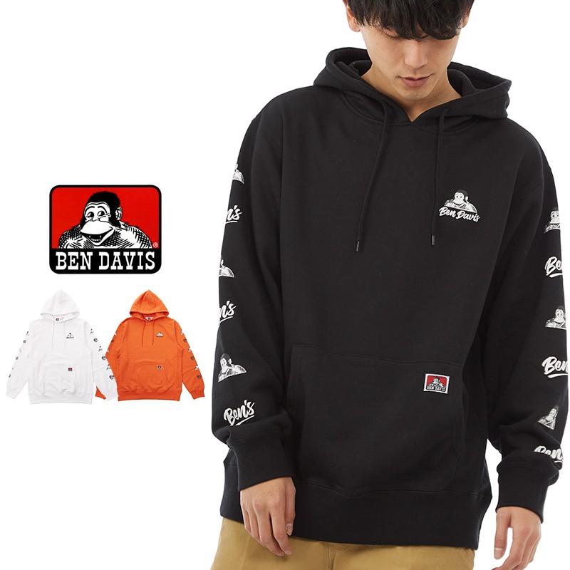 Ben Davis ベンデイビス パーカー メンズ ブランド ロゴ 袖プリント スウェット ベンデービス プルオーバー 黒 白 Graciasショッピングストア 通販 Yahoo ショッピング