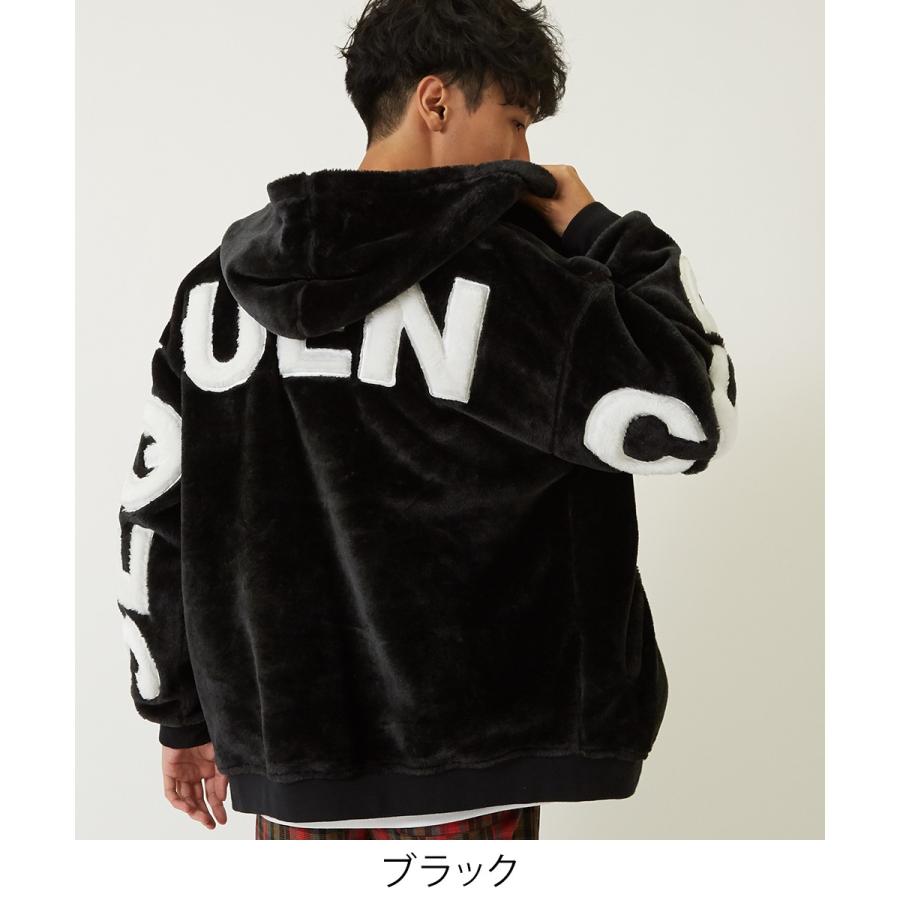 Sequence B One Soul ボアパーカー メンズ もこもこ ジップアップパーカー ボア シャギー リングジップ ビッグロゴ 長袖 黒 白 ブランド Gracias Graciasショッピングストア 通販 Yahoo ショッピング