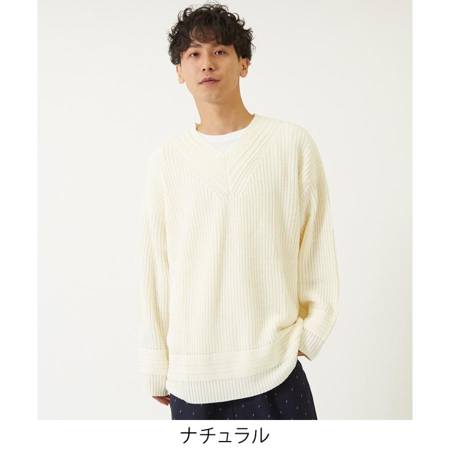 セーター メンズ レディース チルデンニット ニットセーター ゆったり オーバーサイズ ドロップショルダー 大きいサイズ 無地 Vネック 長袖 白 Gracias Graciasショッピングストア 通販 Yahoo ショッピング