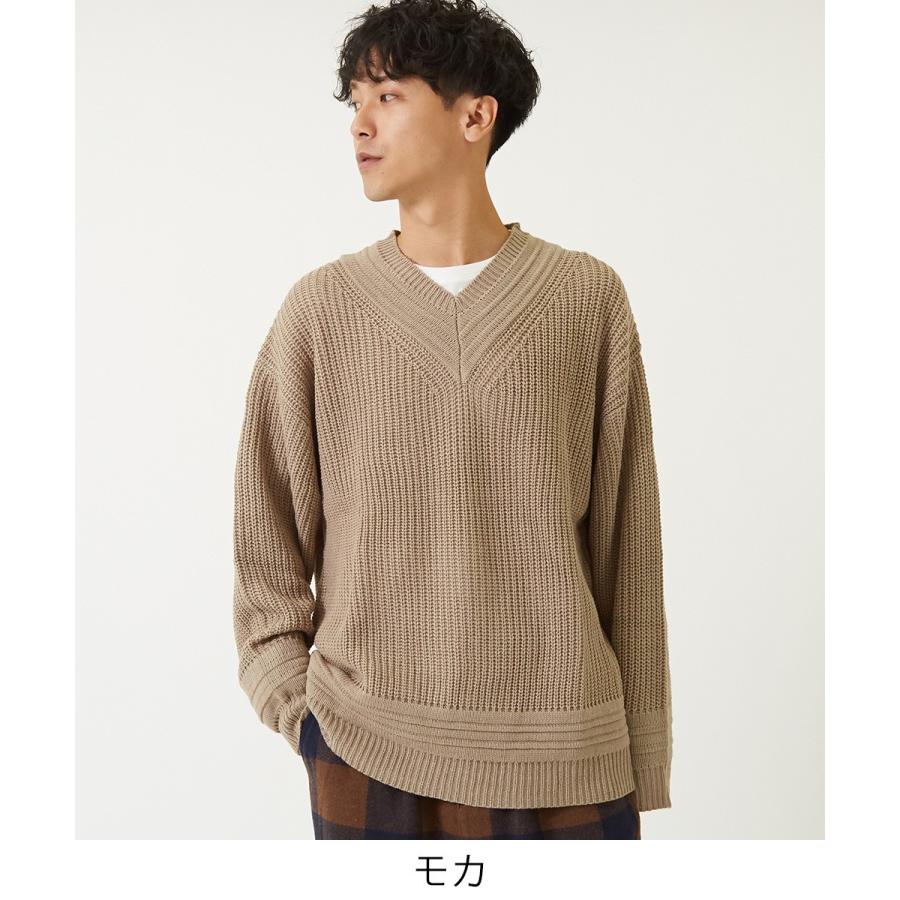 セーター メンズ レディース チルデンニット ニットセーター ゆったり オーバーサイズ ドロップショルダー 大きいサイズ 無地 Vネック 長袖 白 Gracias Graciasショッピングストア 通販 Yahoo ショッピング