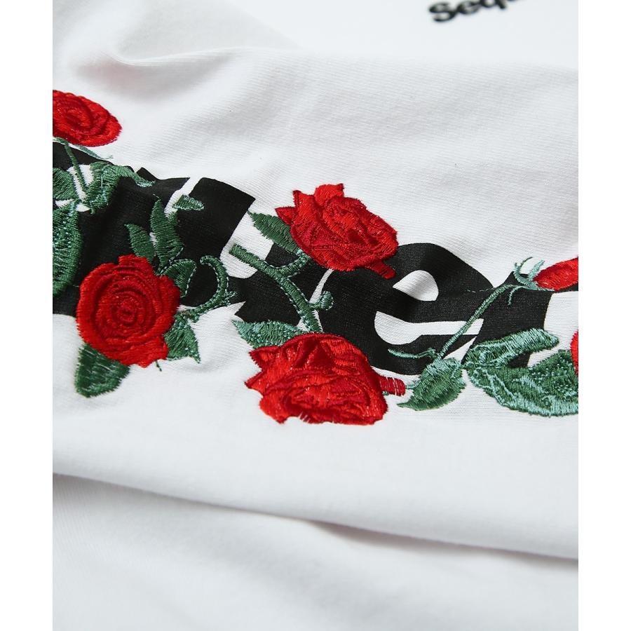 Sequence B One Soul ロンt メンズ Tシャツ 長袖 薔 バラ 刺繍 花柄 クルーネック ゆったり 大きいサイズ プリントtシャツ カットソー 黒 白 ブランド Graciasショッピングストア 通販 Yahoo ショッピング