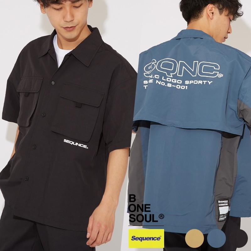 Sequence B One Soul シーケンス ワイドシャツ メンズ 半袖シャツ ロゴプリント 大きいサイス ビッグシルエット ワークシャツ ミリタリーシャツ 黒 青 ブランド Graciasショッピングストア 通販 Yahoo ショッピング