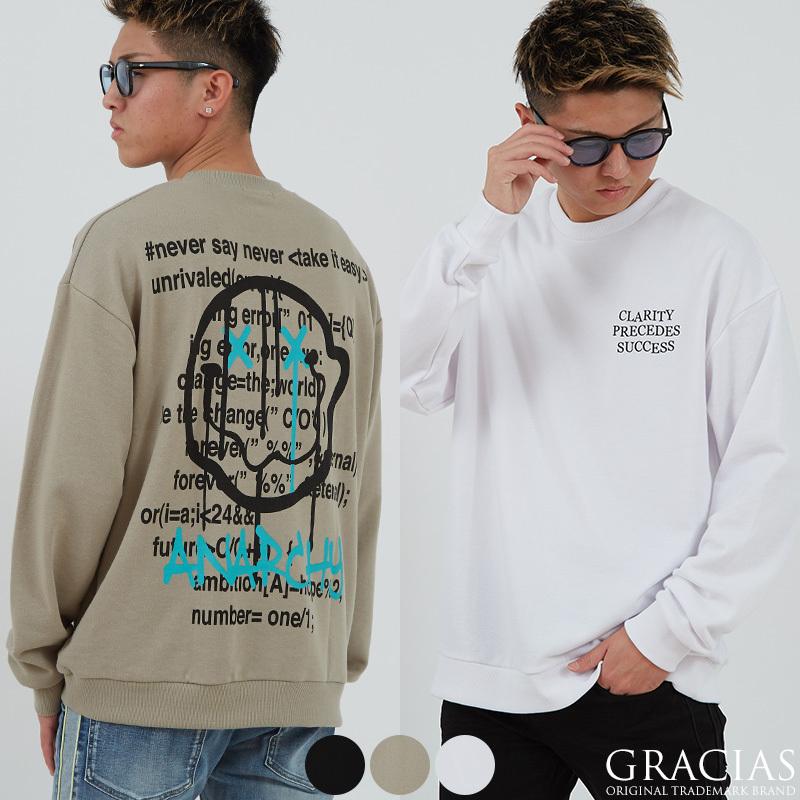 トレーナー メンズ 裏毛 スウェットトレーナー クルーネック プリント 長袖 ビッグシルエット オーバーサイズ 大きいサイズ Gracias Graciasショッピングストア 通販 Yahoo ショッピング